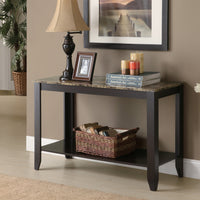 28.75" Cappuccino Particle Board Accent Table with a Marble Top
