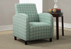 32.5" Faded Green Polyester, Foam, and Solid Wood Accent Chair