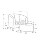 45.5" Grey Circular Design Polyester, Foam, and Solid Wood Accent Chair