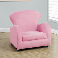 20" Fuzzy Pink Leather Look, Solid Wood, and Foam Juvenile Chair