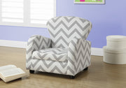 20" Grey Chevron Leather Look, Solid Wood, and Foam Juvenile Chair