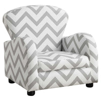 20" Grey Chevron Leather Look, Solid Wood, and Foam Juvenile Chair