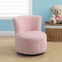 18.5" Fuzzy Pink Leather Look, Foam, and Metal Swivel Juvenile Chair