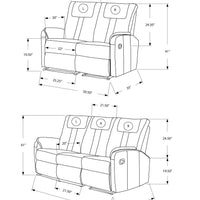 41" Black Bonded Leather Reclining Love Seat