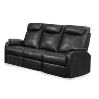 41" Black Bonded Leather Reclining Love Seat