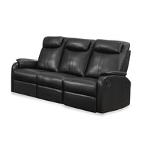 41" Black Bonded Leather Reclining Sofa