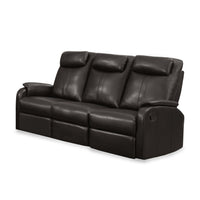 41" Brown Bonded Leather Reclining Sofa