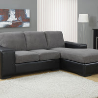 37" Grey Corduroy Sofa Lounger with a Black Leather Look