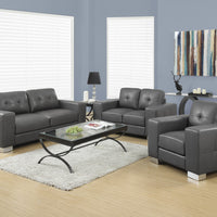 36" Charcoal Grey Bonded Leather Love Seat