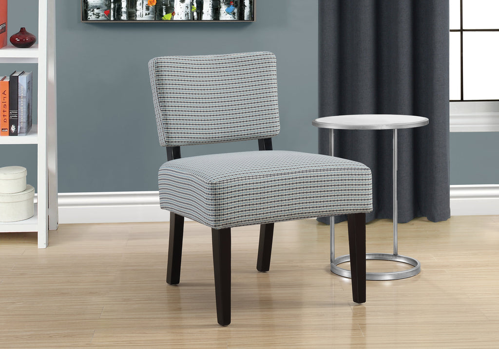 31.5" Light Blue-Grey Abstract Dot Polyester, Foam, & Solid Wood Accent Chair