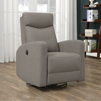 41" Light Brown Polyester, MDF, and Metal Power Swivel Glider Reclining Chair