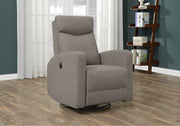 41" Light Brown Polyester, MDF, and Metal Power Swivel Glider Reclining Chair