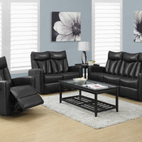 41" Black Bonded Leather Reclining Love Seat