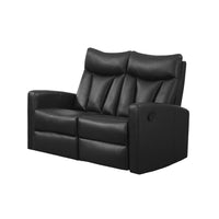 41" Black Bonded Leather Reclining Love Seat