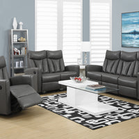 41" Charcoal Grey Bonded Leather Reclining Sofa