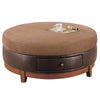 17" Brown Leather Look Microfiber Coffee Table with a Drawer