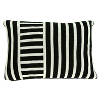 20" X 0.5" X 12" Transitional Black Cotton Pillow Cover