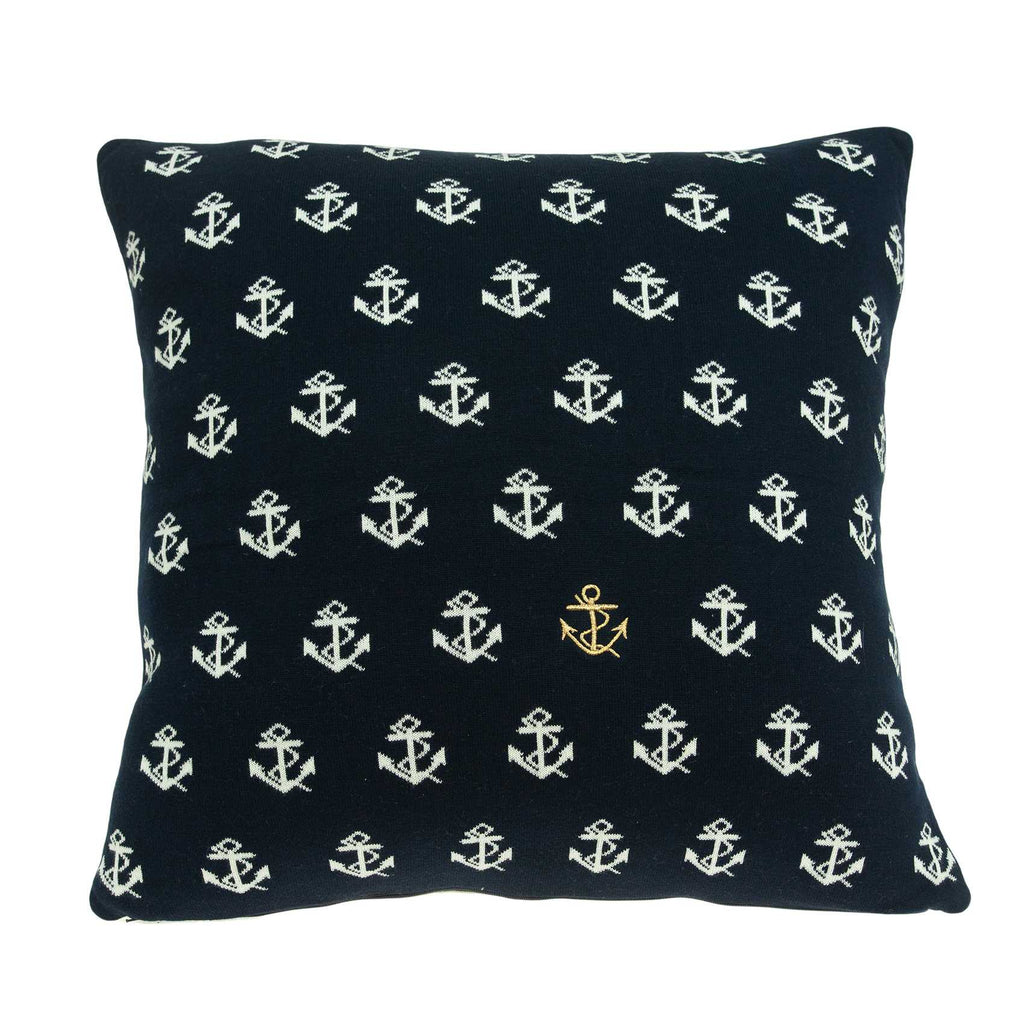 20" X 0.5" X 20" Nautical Blue Cotton Pillow Cover