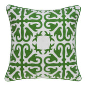 20" X 0.5" X 20" Transitional Green and White Accent Cotton Pillow Cover