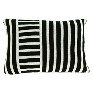 20" X 5" X 12" Transitional Black Pillow Cover With Down Insert