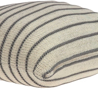 20" X 7" X 20" Transitional Striped Tan Pillow Cover With Down Insert