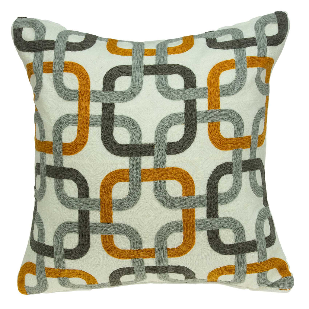 20" X 7" X 20" Cool Gray and Orange Pillow Cover With Down Insert