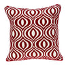 20" X 7" X 20" Transitional Red and White Pillow Cover With Down Insert