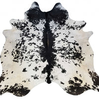 6 Ft Black and White Brindled Cowhide Rug