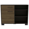 39.7" X 14" X 30.2" Black And  Oak Particle Board Sideboard