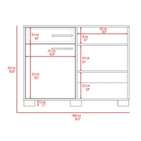 39.7" X 14" X 30.2" Black And  Oak Particle Board Sideboard