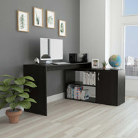 59.6" X 45.8" X 30.1" Espresso Particle Board Home Office Desk