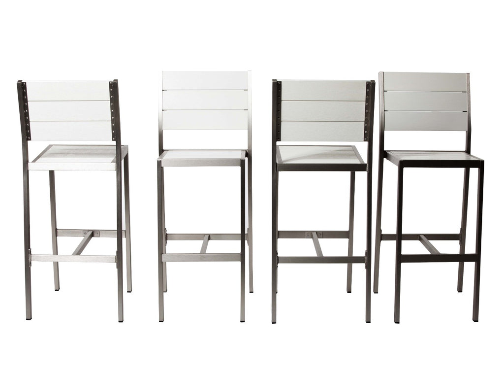 Catchy And Heighted Anodized Aluminum Armless Barstools In White (Set of 4)