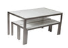 Anodized Aluminum Table And Bench Set In White (Set of 3)