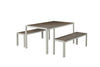 Anodized Aluminum Table And Bench Set In Gray (Set of 3)