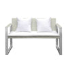 Anodized Aluminum Upholstered Cushioned Sofa with Rattan, White