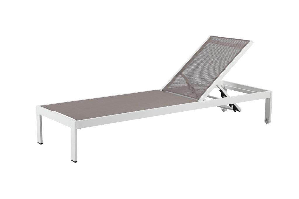 Anodized Aluminum Modern Patio Lounger In White and Gray