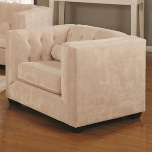 Chair With Tufted Back And Sides, Beige