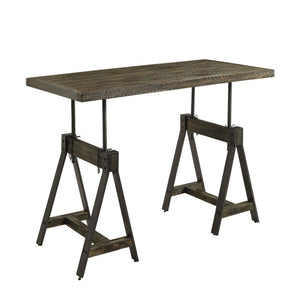 Industrial Height Adjustable Writing Desk, Brown