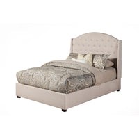 Poplar Wood Queen Size Upholstered Platform Bed, Cream