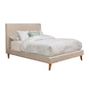 Poplar And Pine Wood Full Size Upholstered Platform Bed, Beige