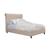 Poplar Wood Queen Size Tufted Upholstered Bed, Beige