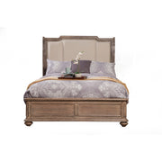 Wooden Queen Size Upholstered Sleigh Bed in French Truffle, Brown