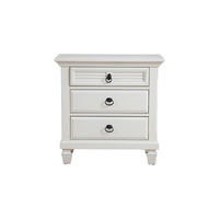 Pine Wood 3 Drawer Nightstand in White