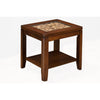 Wooden End Table with Glass Insert Brown