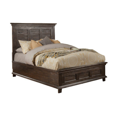 Acacia Wood California King Size Panel Bed, Walnut Brown