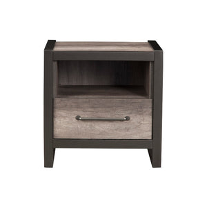 Rubberwood Nightstand With Open Shelf Black And Gray