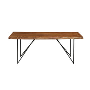 Acacia Wood Dining Table With Metal Legs Brown And Black