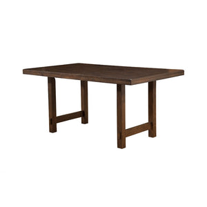 Rectangular Wooden Dining Table In Distressed Finish Brown