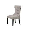 Upholstered Button Tufted Side Chairs With Wooden Base Set Of 2, Gray