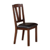 Solid Wood Leather Seat Side Chair Brown Set of 2